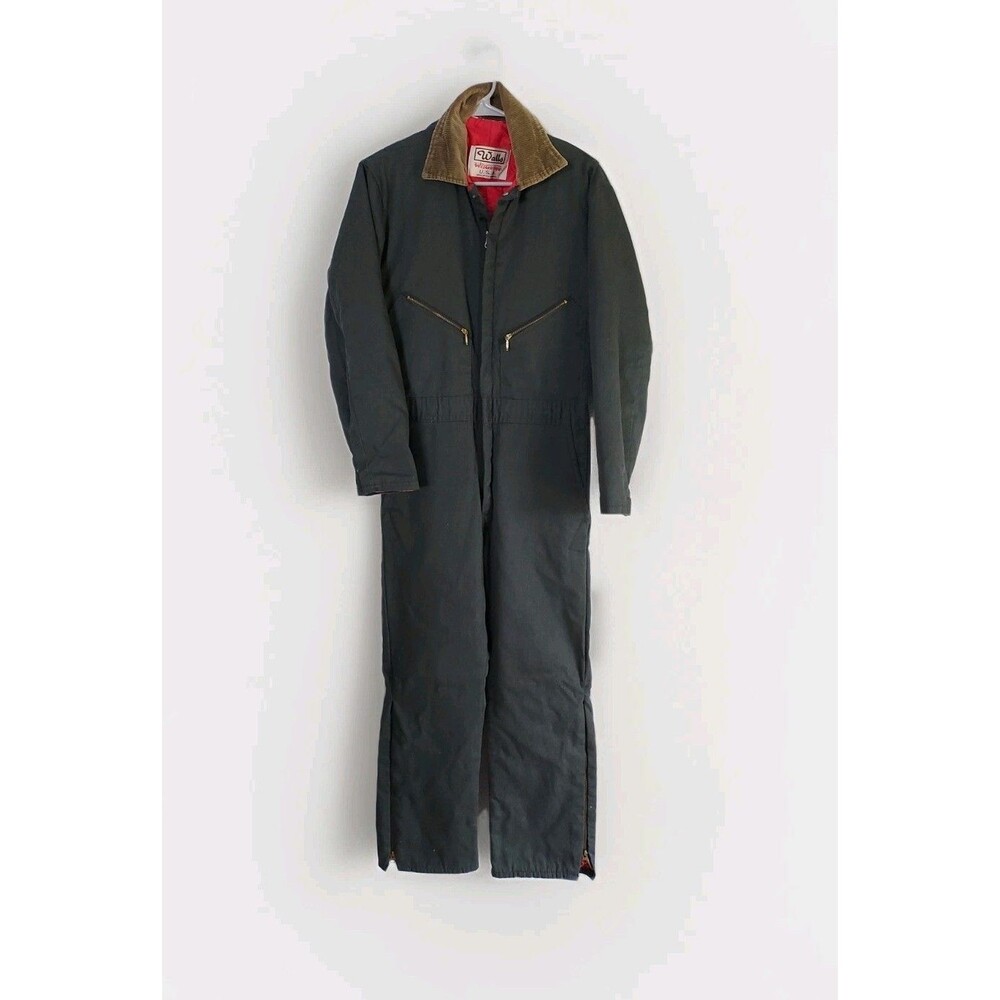 Vtg Walls Blizzard Pruf Coveralls Quilted Insulated Corduroy Collar Size Small